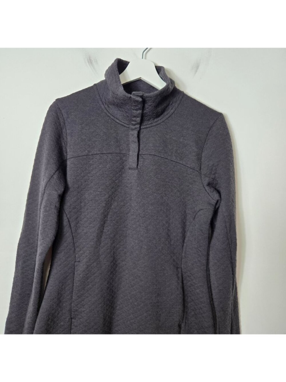 Kuhl Size M Argenta Merino Wool Blend Long Sleeve Sweatshirt Dress Gray Quilted - Picture 5 of 12